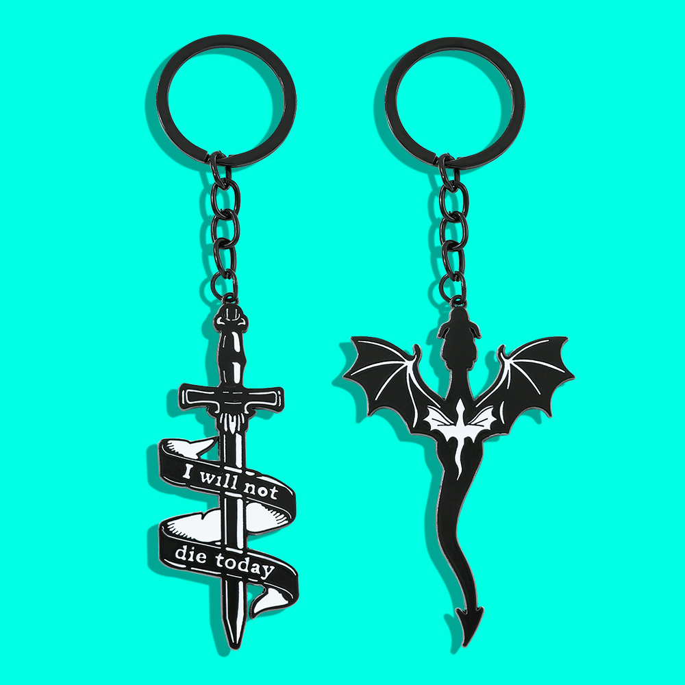 Car Accessories Gifts For Men - Chaveiro de Dragão Preto Fourth Wing,