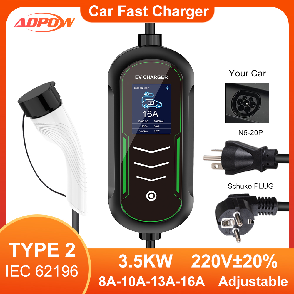 Car Accessories Uk - Adpowev 16a ev carregadores type2 iec