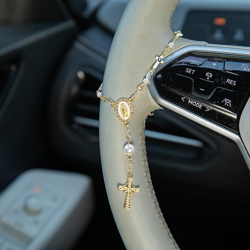 Car Accessories Unique - Ornamento de Rosário para Volante |