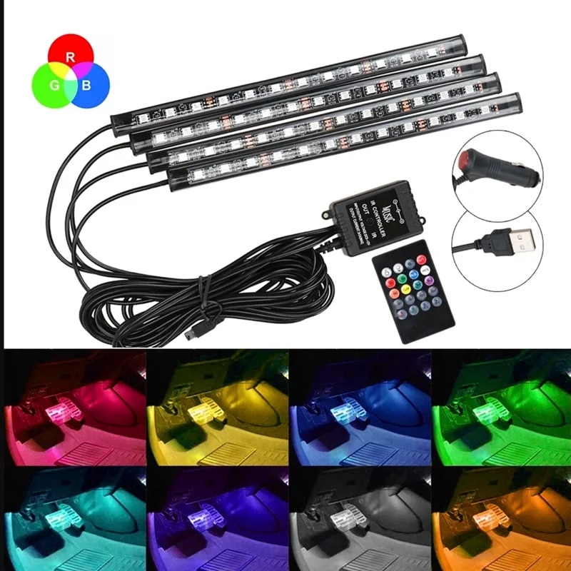 Universal carro rgb luzes ambi - Car Accessories Sound System avaliação e preço